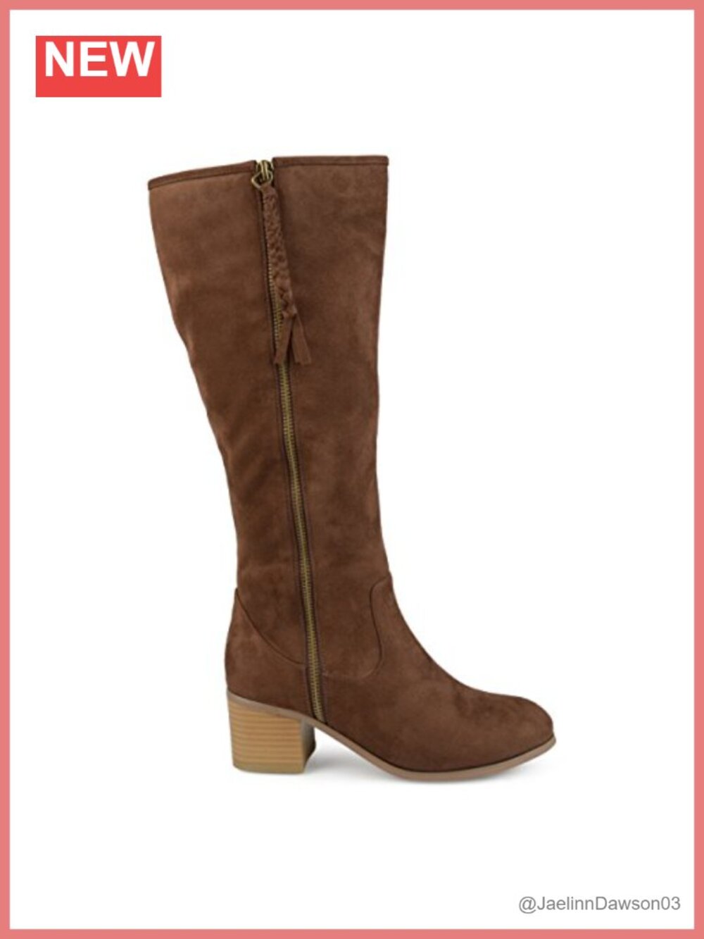 Womens Faux Suede Mid-Calf Stacked Heel Boots